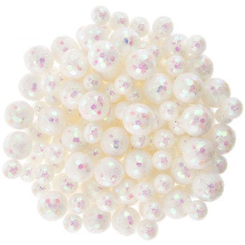 White Glitter Balls Vase Filler Scatter