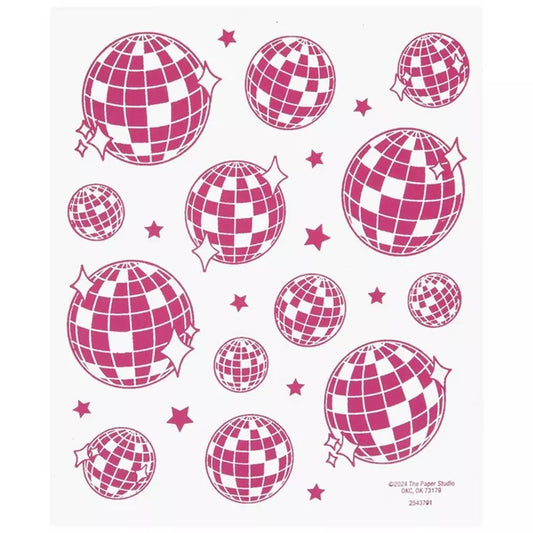 Foil Pink Disco Ball Stickers