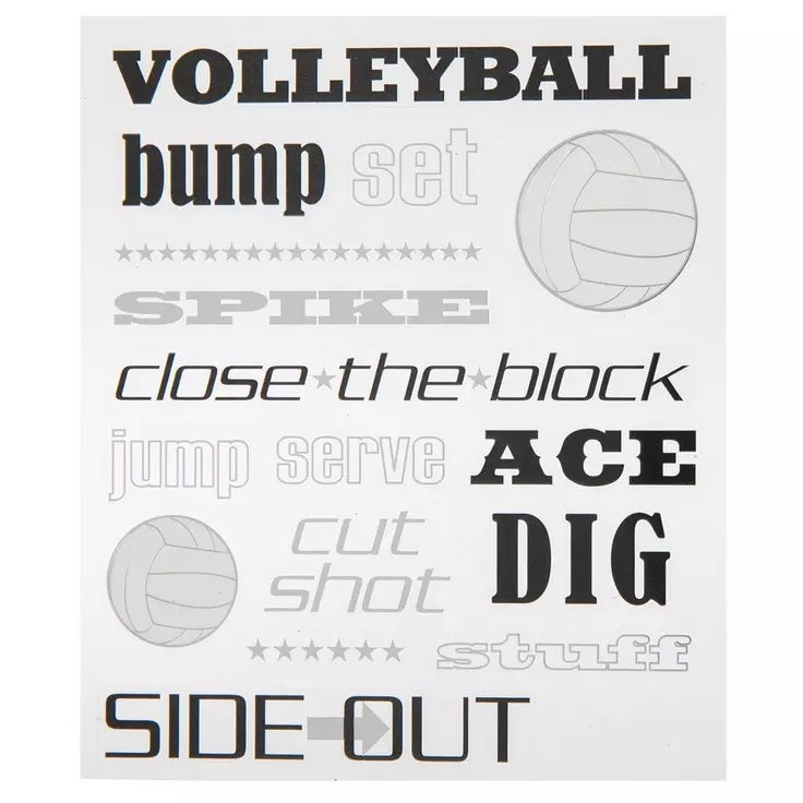 Foil Volleyball Saying Stickers