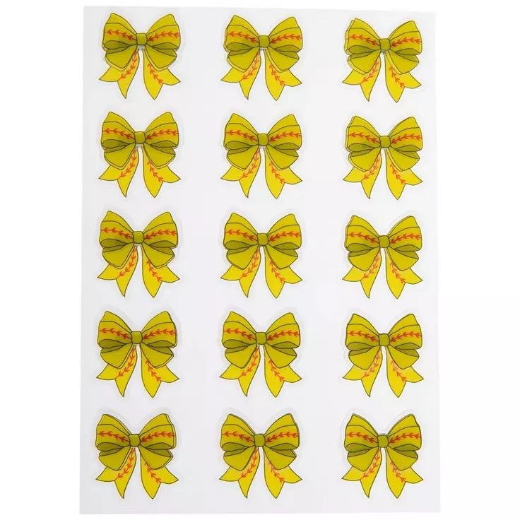 3d Softball Bow Stickers