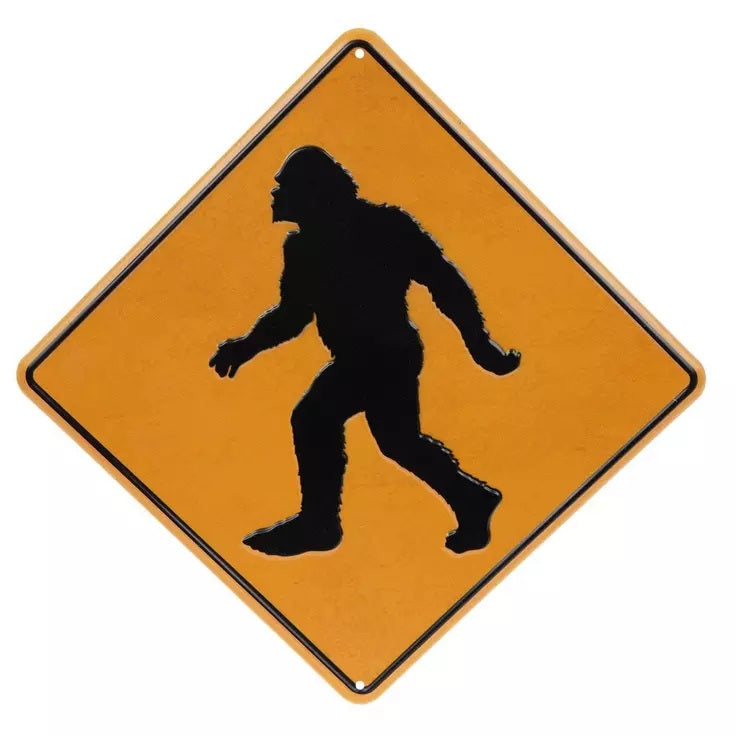 Bigfoot Walking Crossing Metal Sign