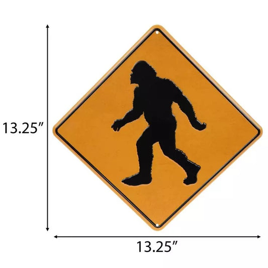 Bigfoot Walking Crossing Metal Sign