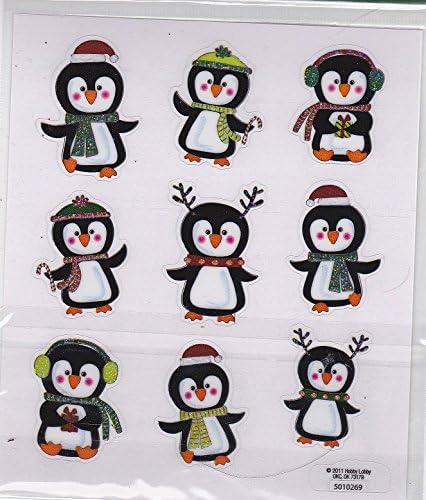 Glitter Christmas Penguin Stickers