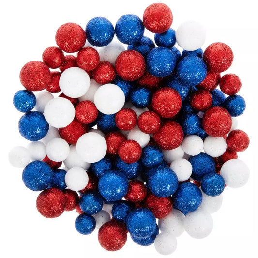 Red White and Blue Glitter Balls Vase Filler