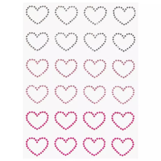 Ombre Pink Heart Gemstones Rhinestone Stickers 24pc