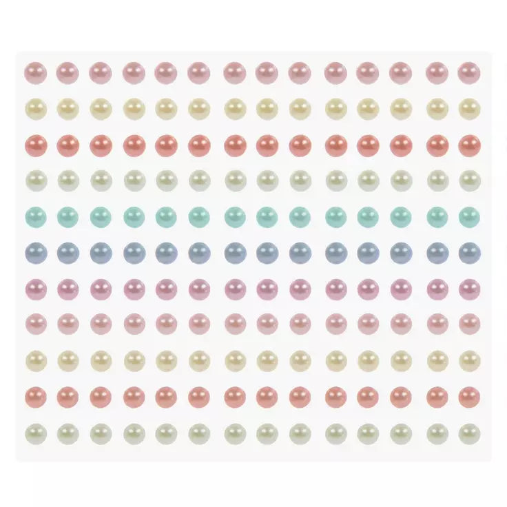 Pastel Pearl Gemstones Rhinestones Stickers - 3 Sheets - 3 Sizes - 509 Pieces