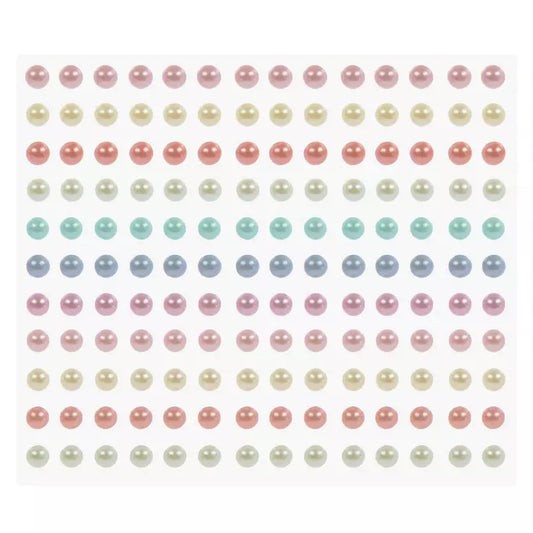 Pastel Pearl Gemstones Rhinestones Stickers - 3 Sheets - 3 Sizes - 509 Pieces
