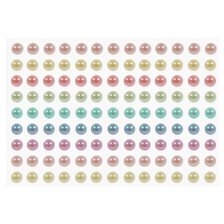 Pastel Pearl Gemstones Rhinestones Stickers - 3 Sheets - 3 Sizes - 509 Pieces