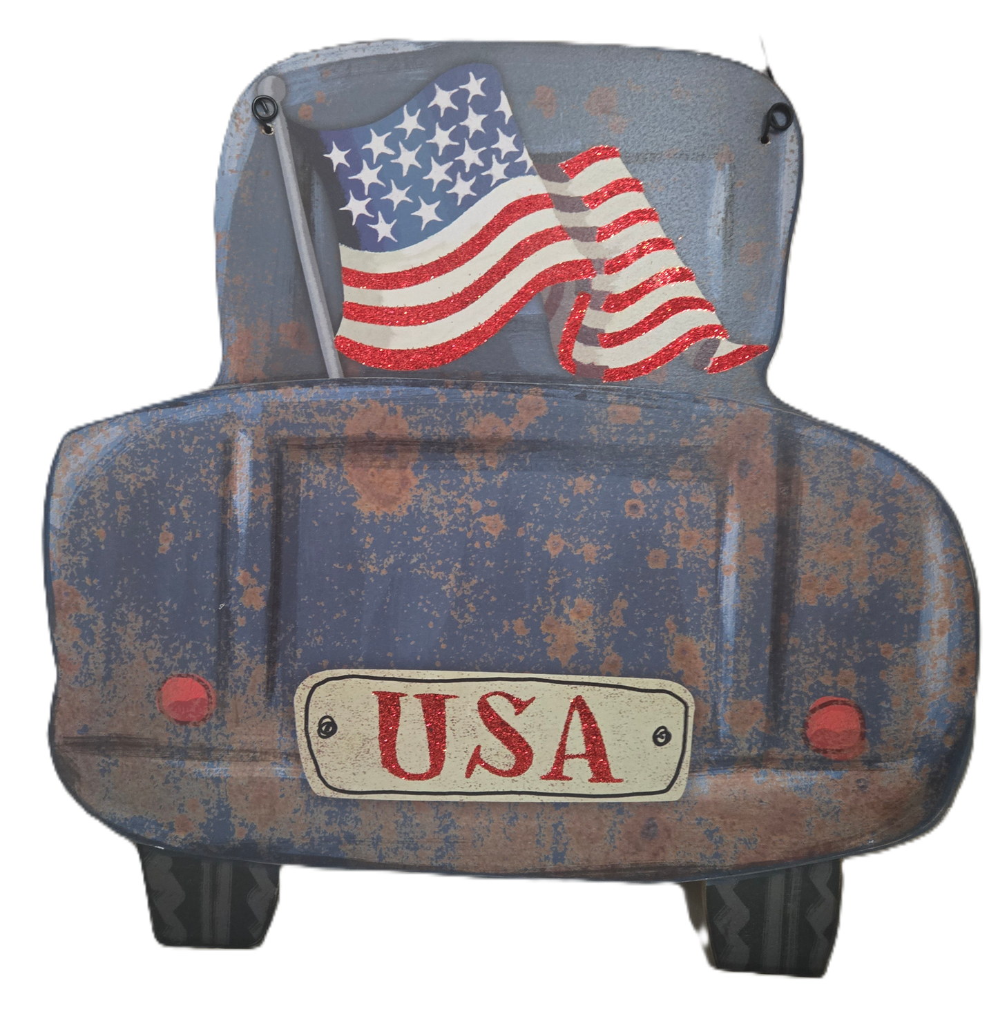 Metal Patriotic USA Antique Truck Hanging Sign