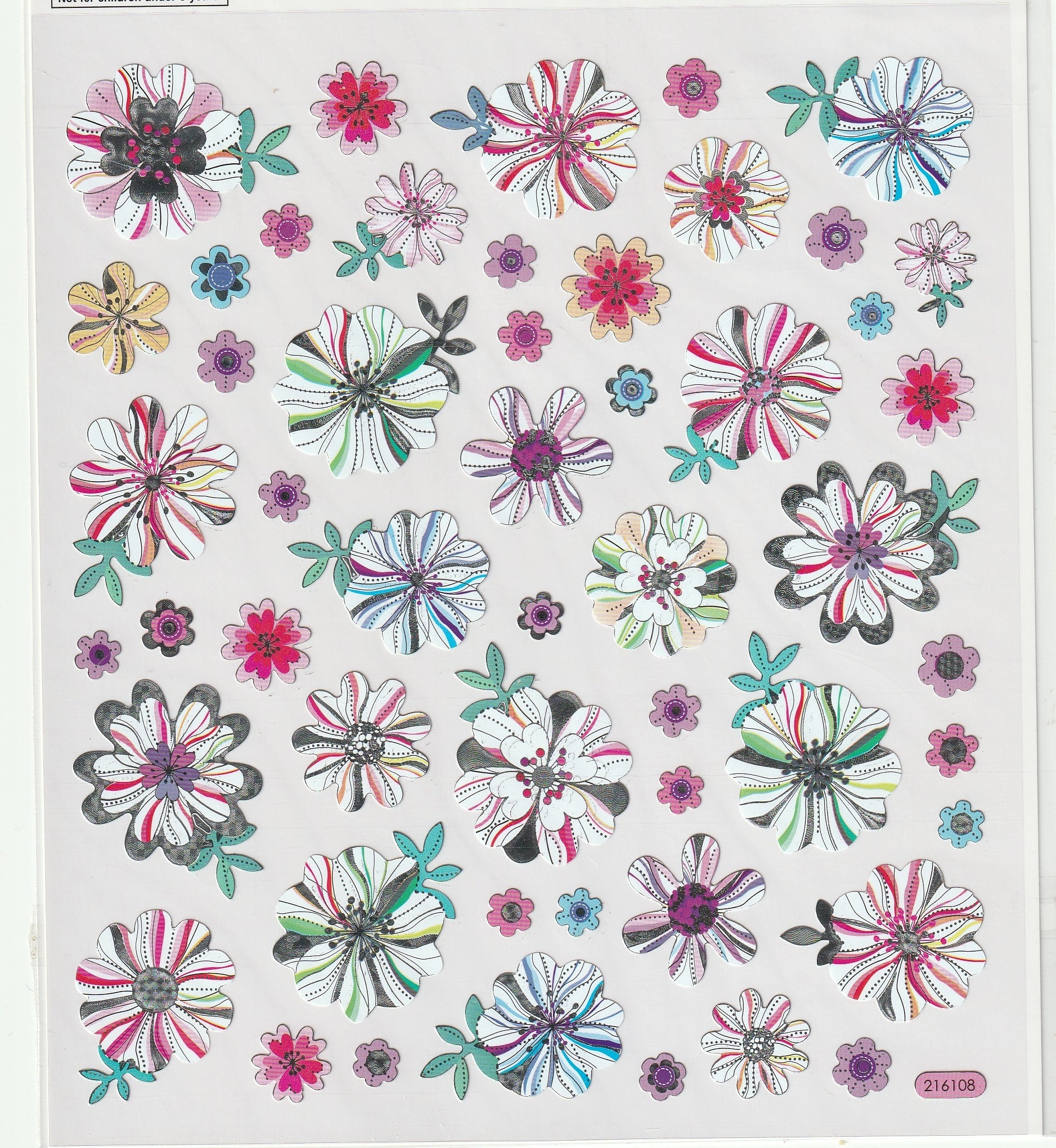 Silver Colored Flower Sticker Sheet – Country Croppers
