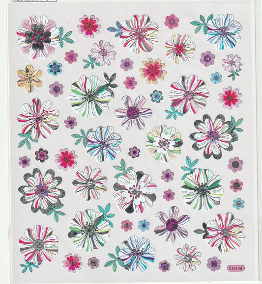 Silver Colored Flower Stickers