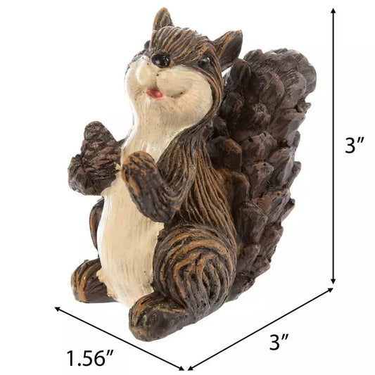 Squirrel Holding Pinecone Figurine