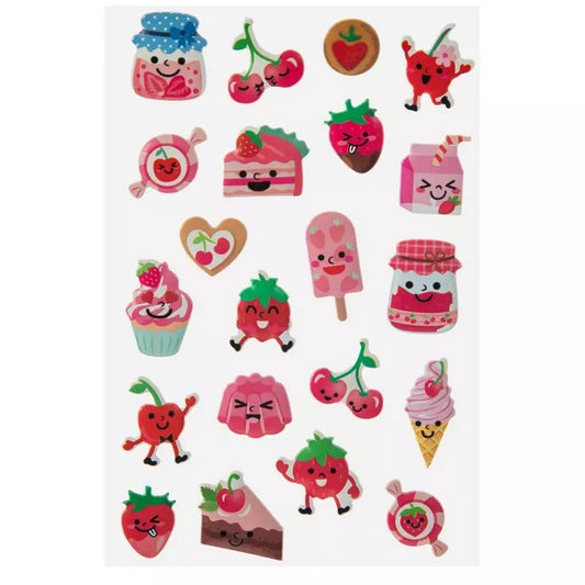 Strawberry and Cherry Sweet Treat Puffy Stickers