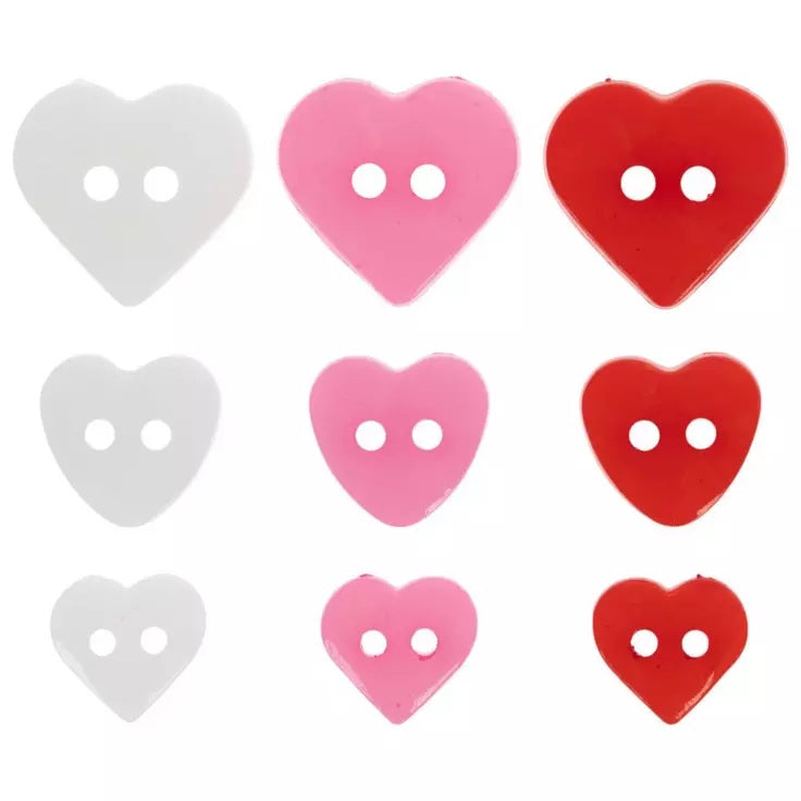 Red Pink and White Heart Buttons