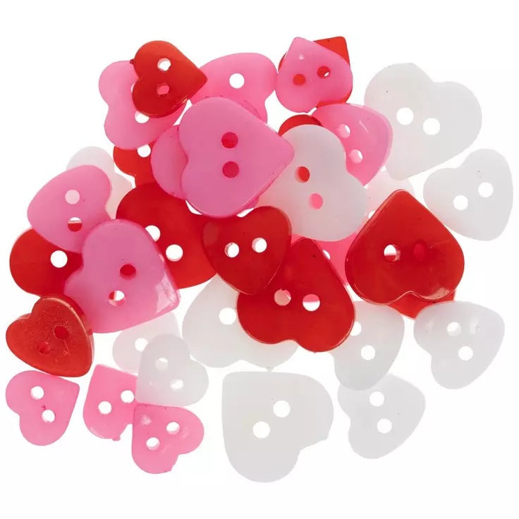 Pink Red White Heart Buttons