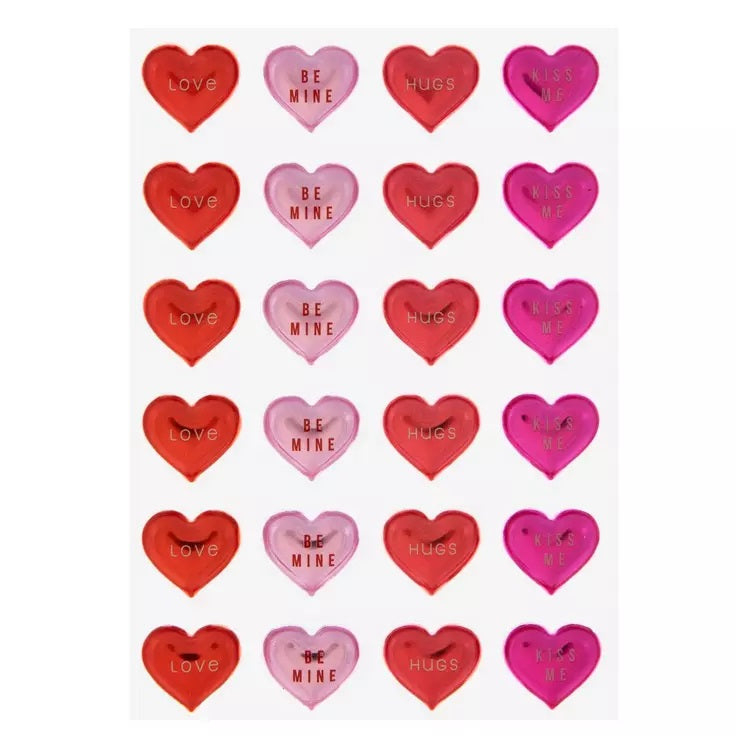 Metallic Puffy Heart Stickers