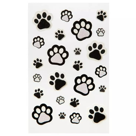Black and White Paw Print Stickers