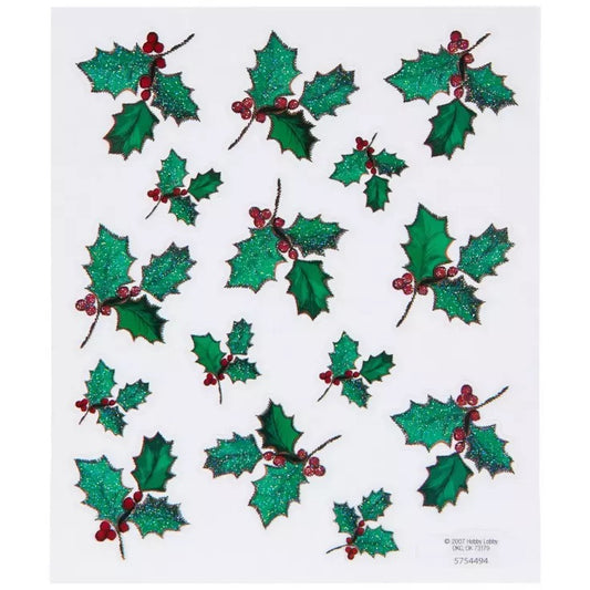 Christmas Glitter Holly Stickers
