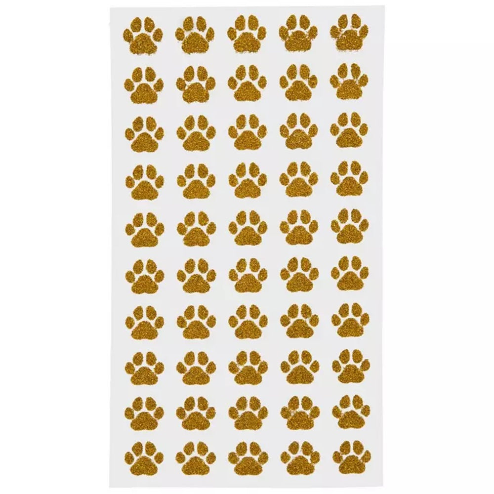 Glitter Gold Dog Paw Print Stickers