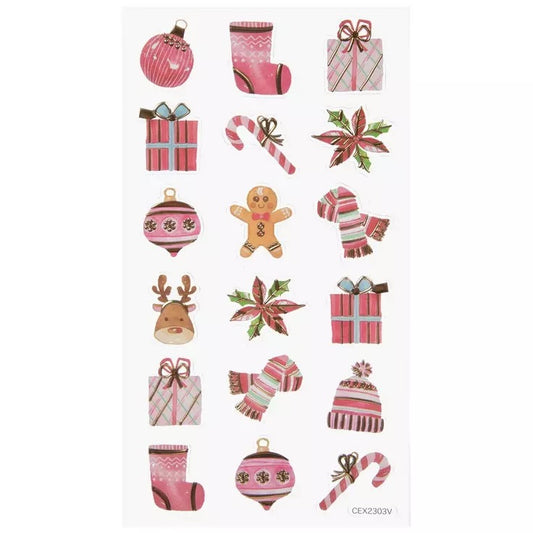 Pink and Gold Foil Christmas Gift Stickers