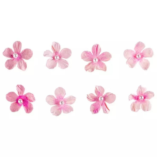 Pink Paper Flowers with Pearls