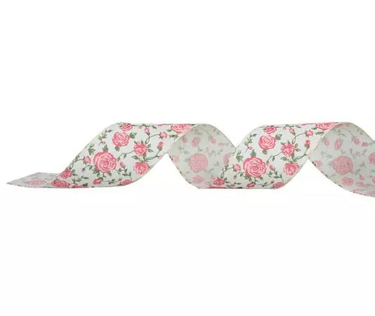 Pink Wired Canvas Ribbon