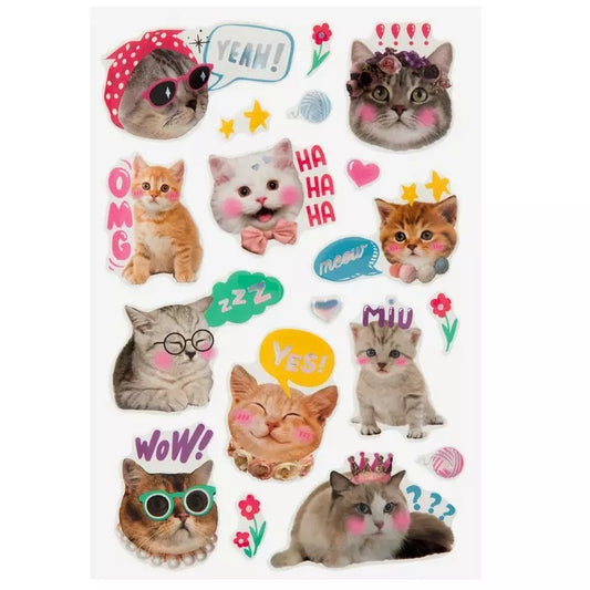 Silly Cat Puffy Stickers