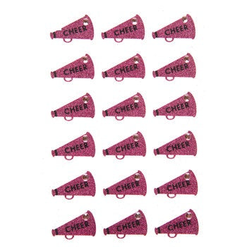 Pink Cheer Megaphone Stickers with Rhinestones