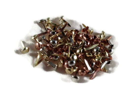 Assorted Metallics Copper Bronze Gold Mini Round Scrapbooking Brads