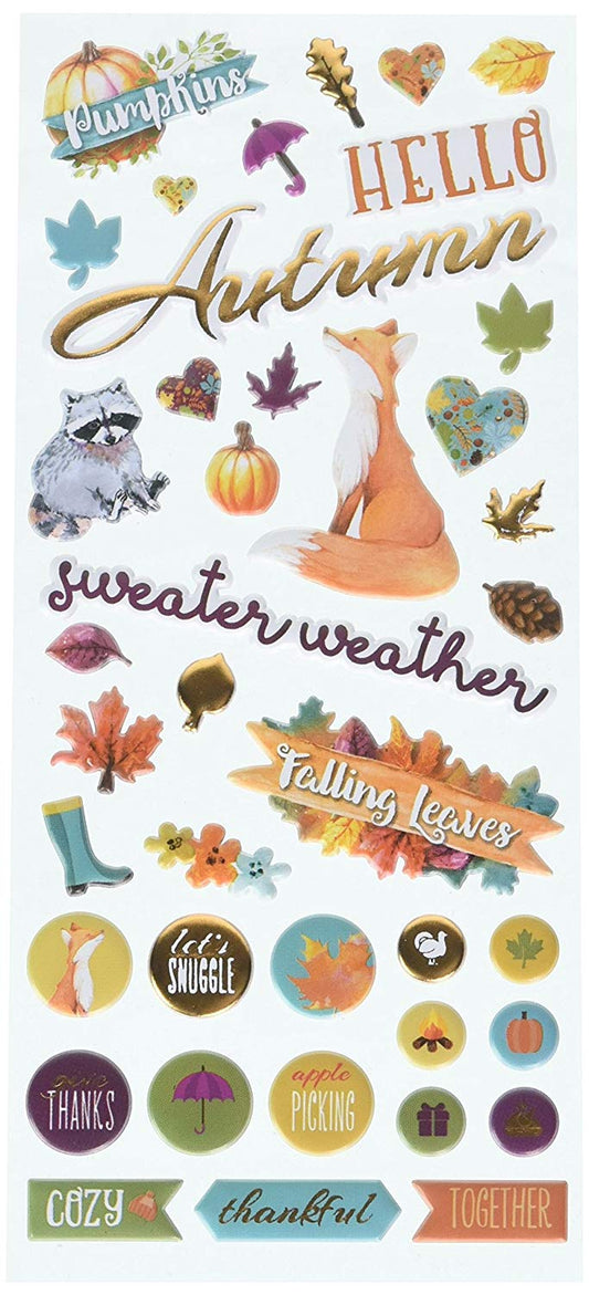 Autumn Woods Puffy Planner Stickers Life Organized
