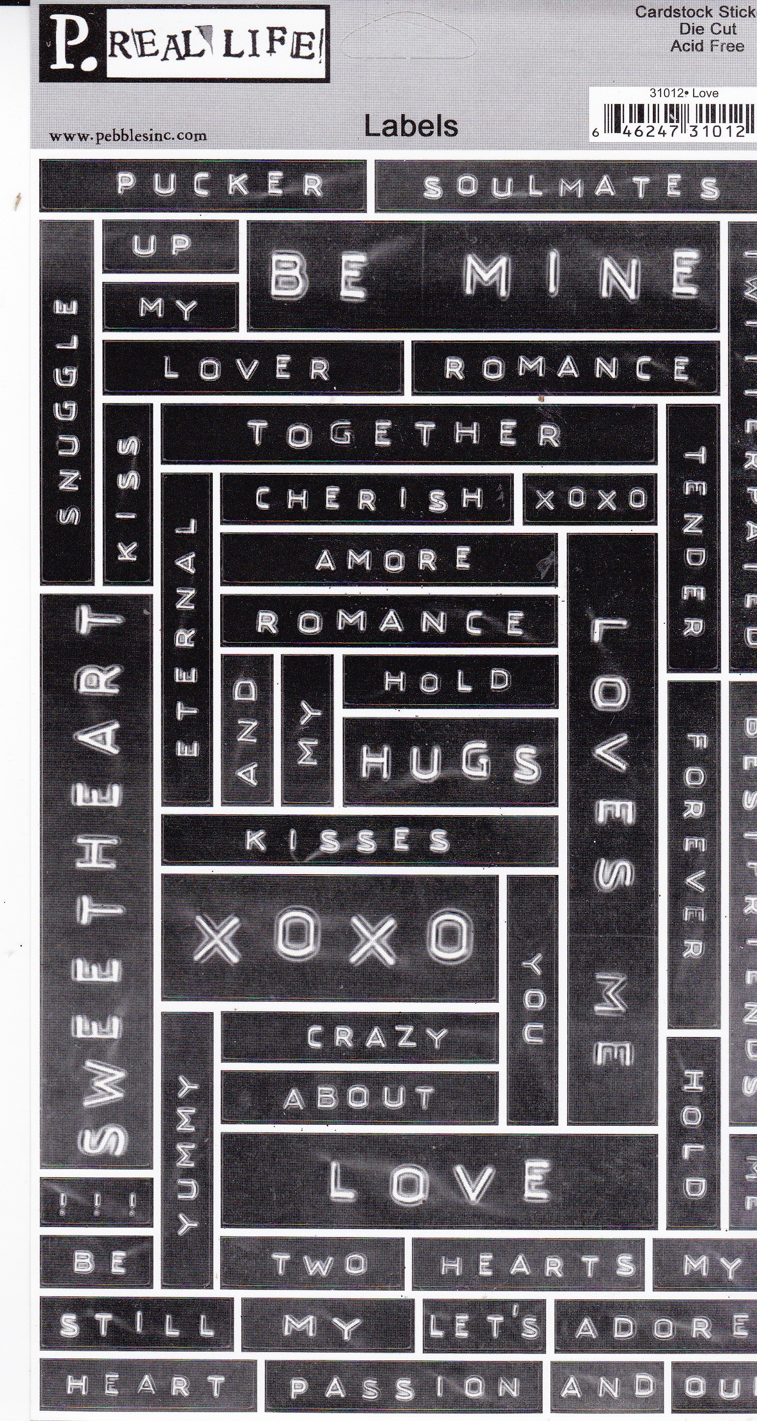 Pebbles Inc - Black Labels Stickers Sheet - Love – Country Croppers