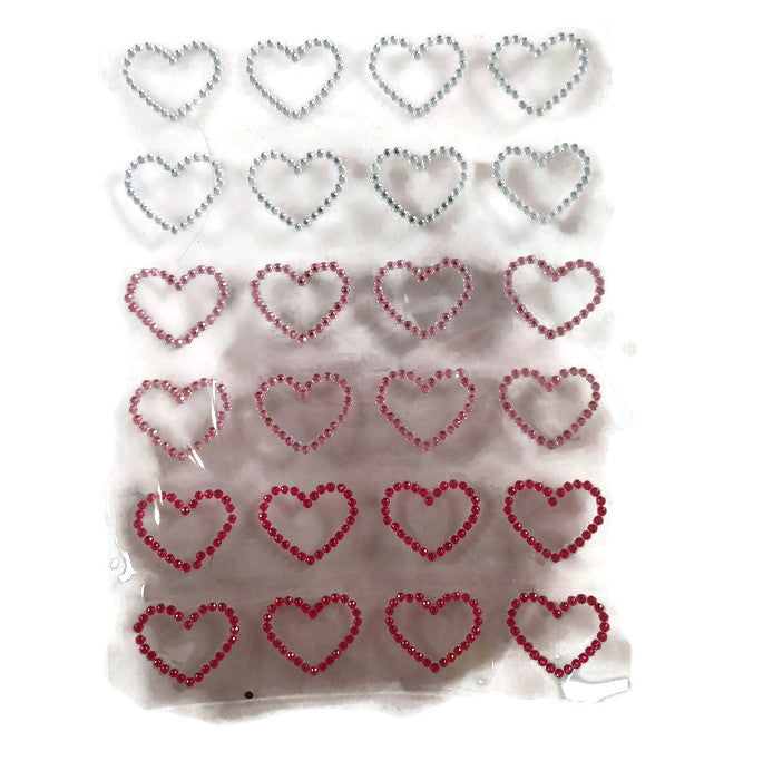 Ombre Pink Rhinestone Heart Stickers