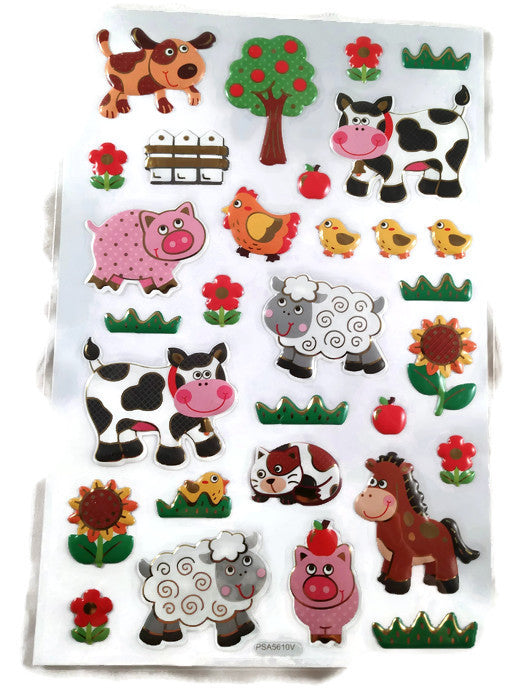 Farm Animal Puffy Stickers