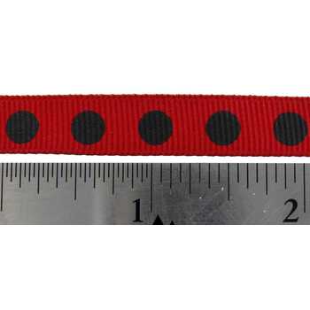 Red and Black polka Dot Ribbon 3/8 Inch Grosgrain