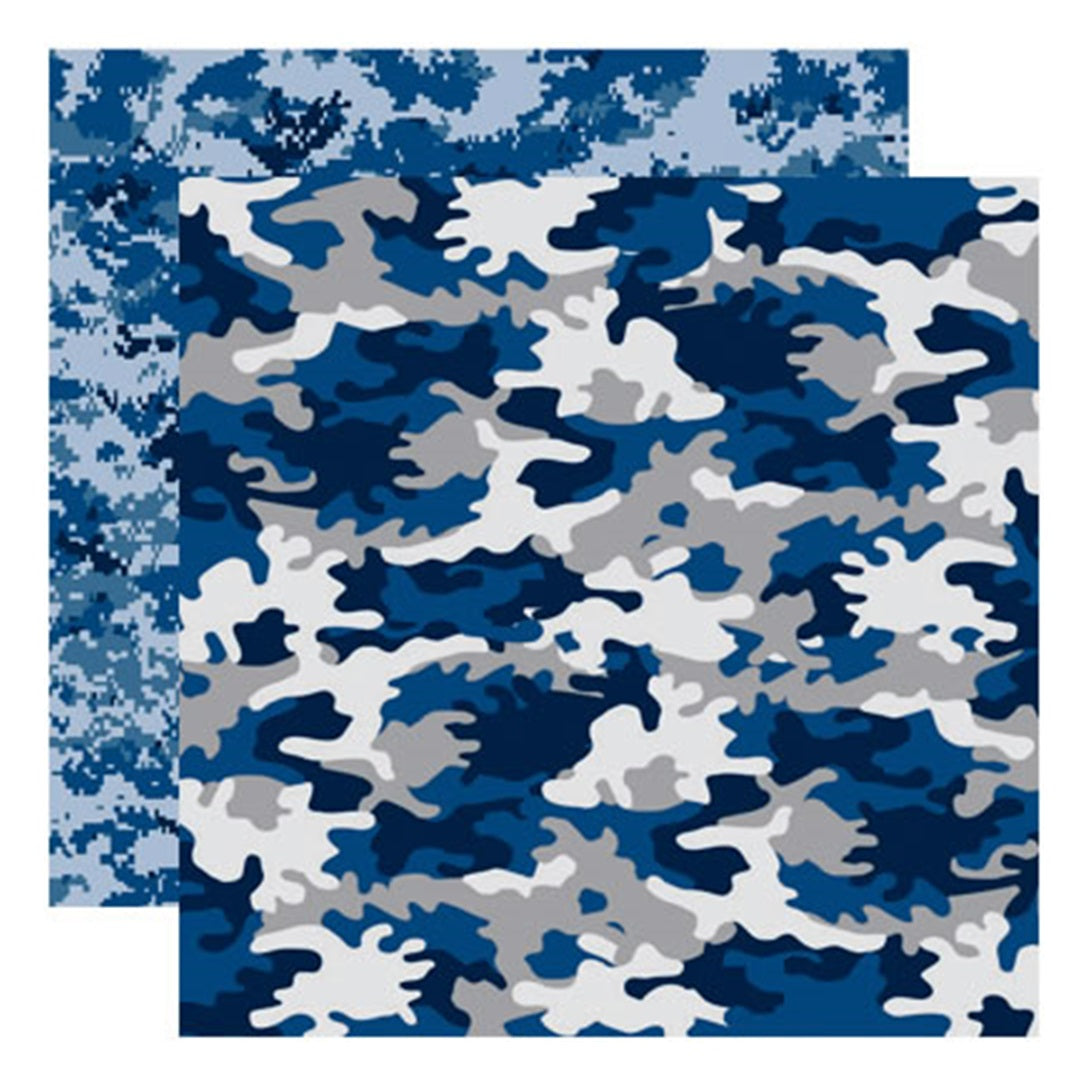 Navy Camo Camouflaged 12x12 Scrapbooking Paper – Country Croppers