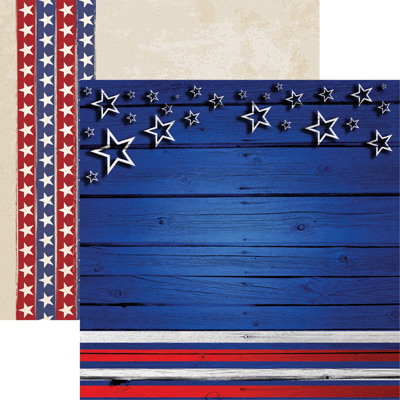Reminisce American Vintage 2 Stars and Stripes Scrapbook Paper