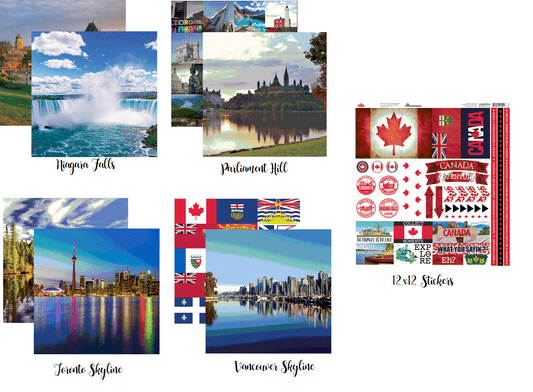 Reminisce Canada Scrapbook Papers and Stickers Set