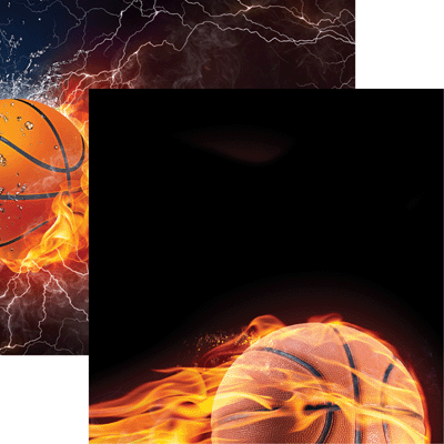 Basketball on Fire Game Day Scrapbook Paper