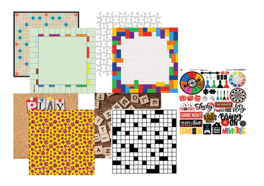 Reminisce Game Night Scrapbook Papers and Stickers Set