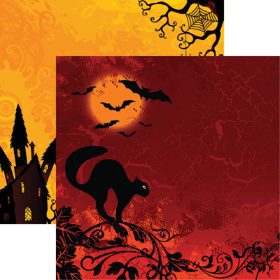 Reminisce Halloween Night Black Cat Scrapbook Paper