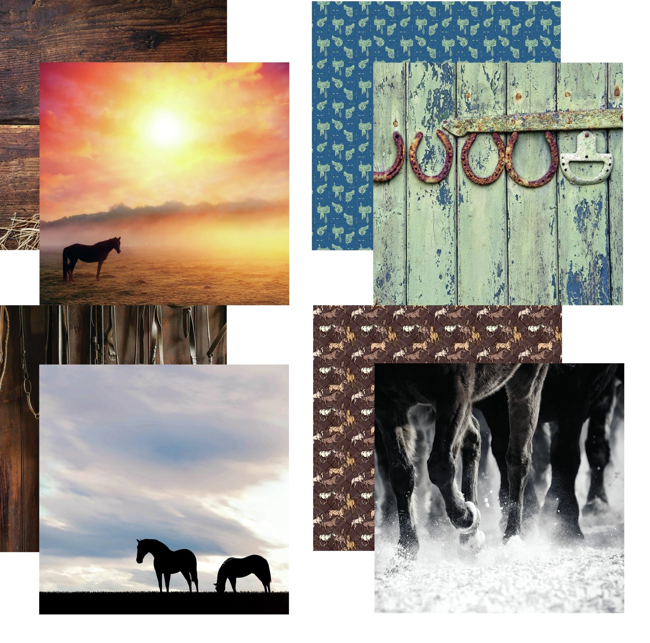 Horse Play Horseplay 12x12 Scrapbook Paper Assortment Set - 4 Sheets ...