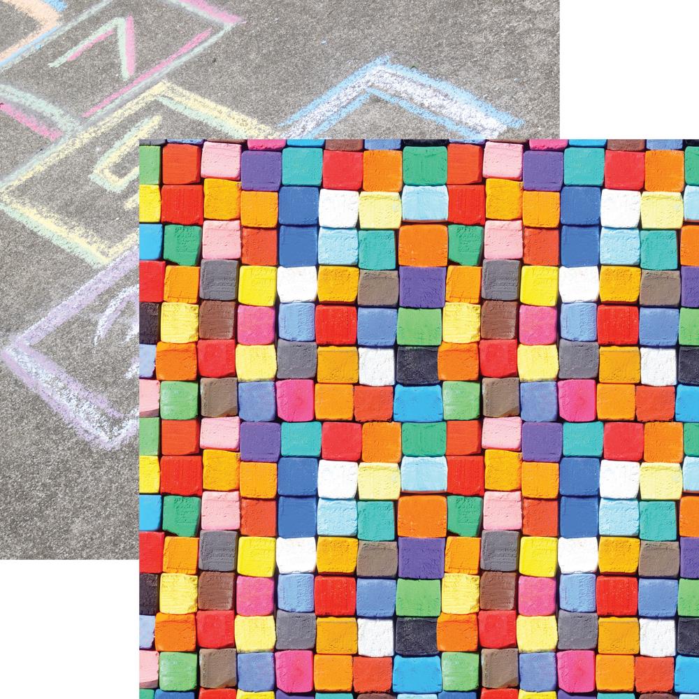 Reminisce Kids At Play Chalk Games Scrapbook Paper