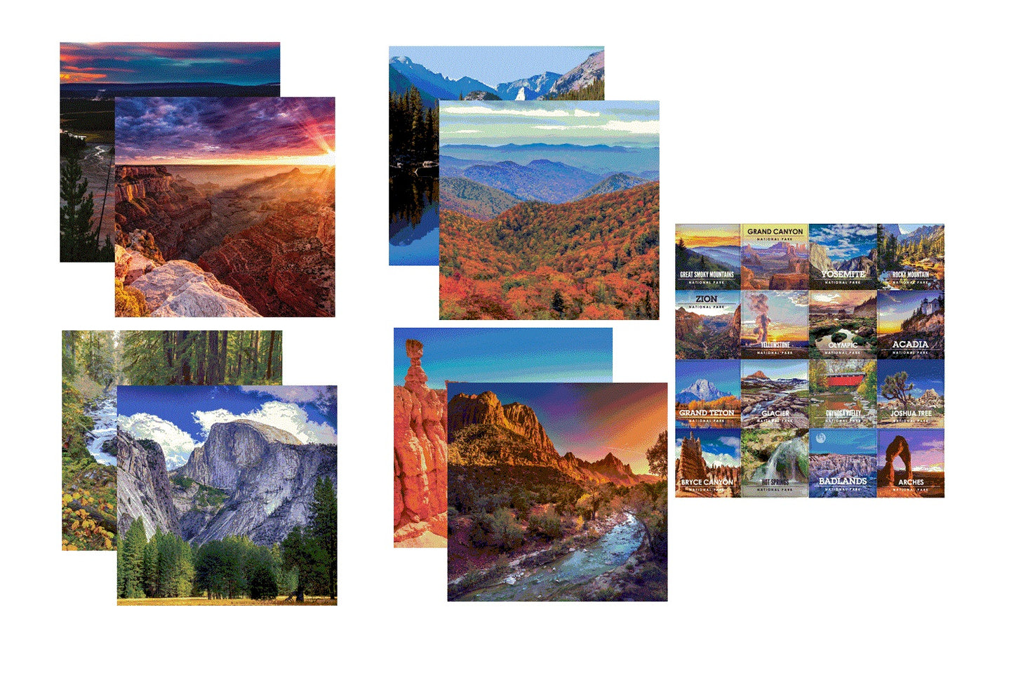 National Parks Scrapbook Papers and Stickers Set