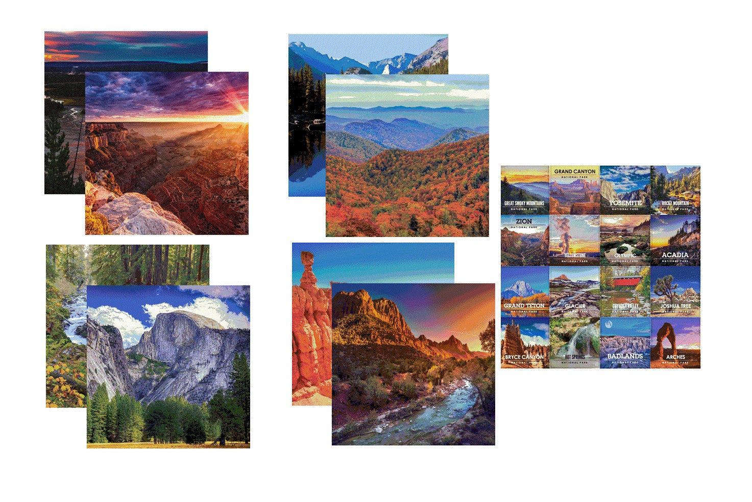 National Parks Scrapbook Papers and Stickers Set