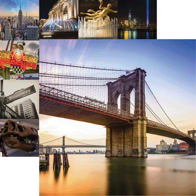 New York - Brooklyn Bridge - 12X12 Travel Scrapbook Paper