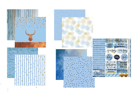 Reminisce Oh Baby Boy Scrapbook Papers and Stickers Set