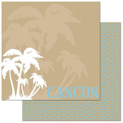Cancun, Mexico Travel Passport Scrapbook Paper