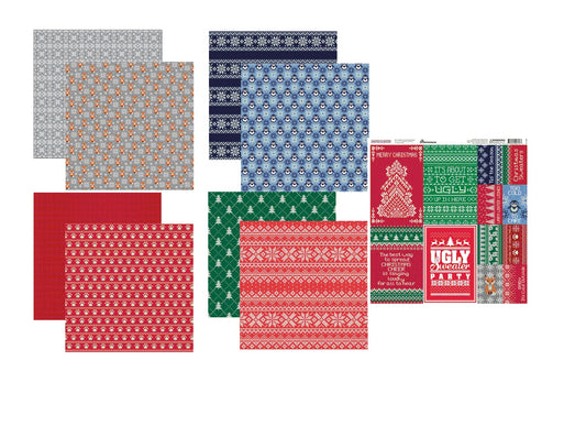 Christmas Santa's Sweater Scrapbook Papers and Stickers Set