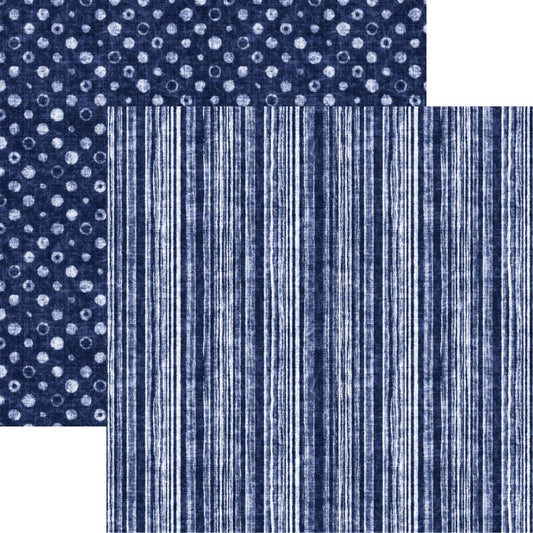 Shades of Indigo Blue Stripe Scrapbook paper