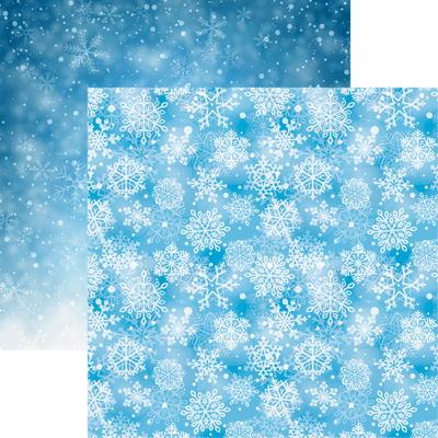 Reminisce Snowflake Ridge Falling Snow Scrapbook Paper
